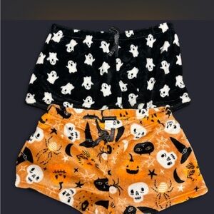 Women’s Halloween Themed  plush pajama Shorts 2 pair - Black and Orange size XL